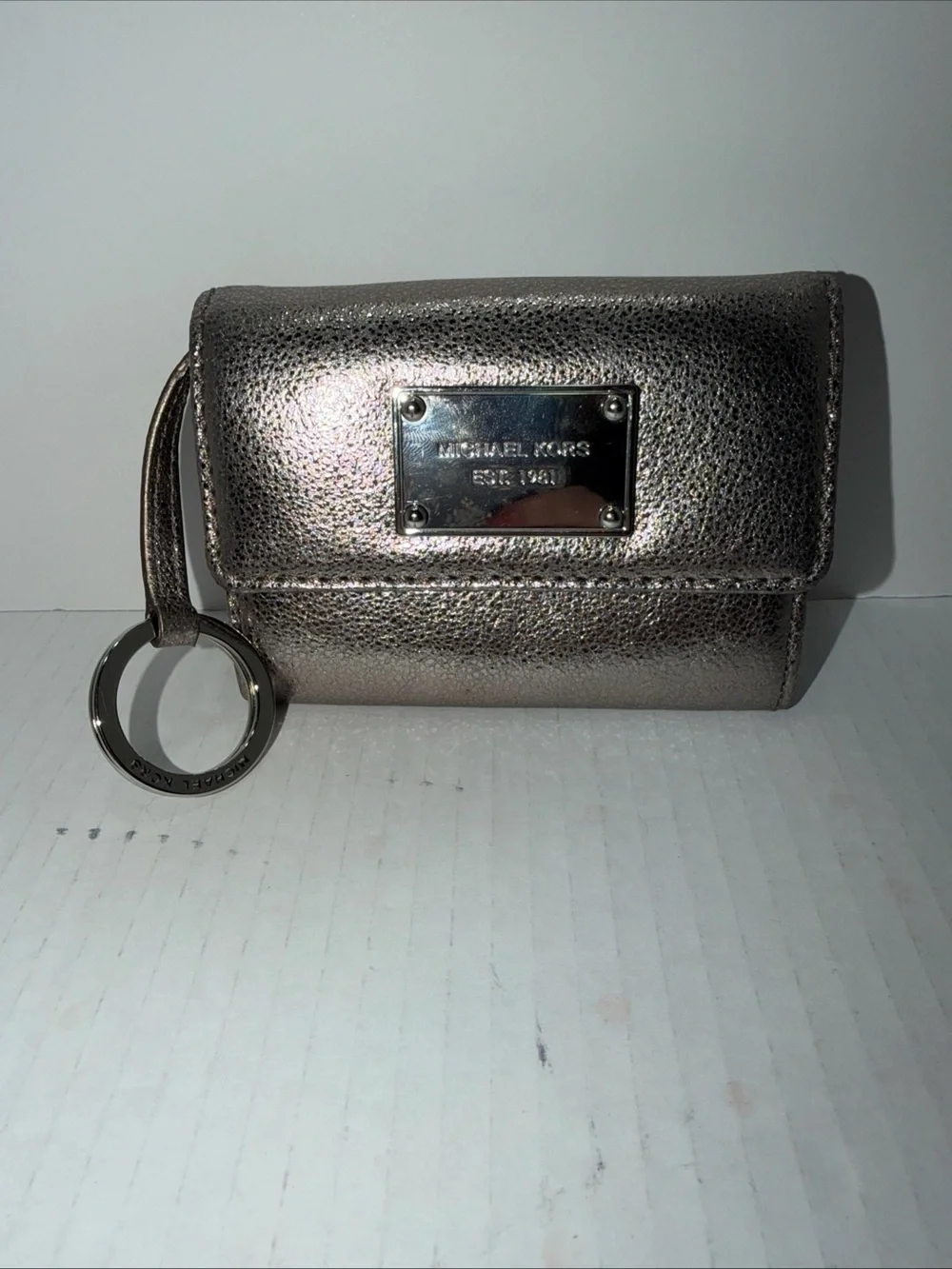 Michael Kors Metallic Pewter Keyring Phone Wallet